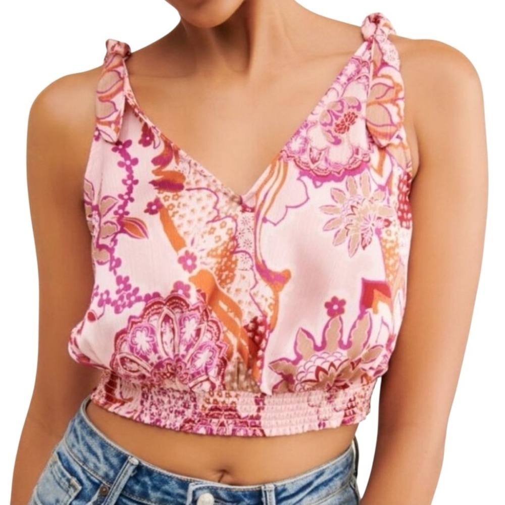 NWT FREE PEOPLE Weekend In Montauk Sleeveless V-Neck Crop Top Size Small